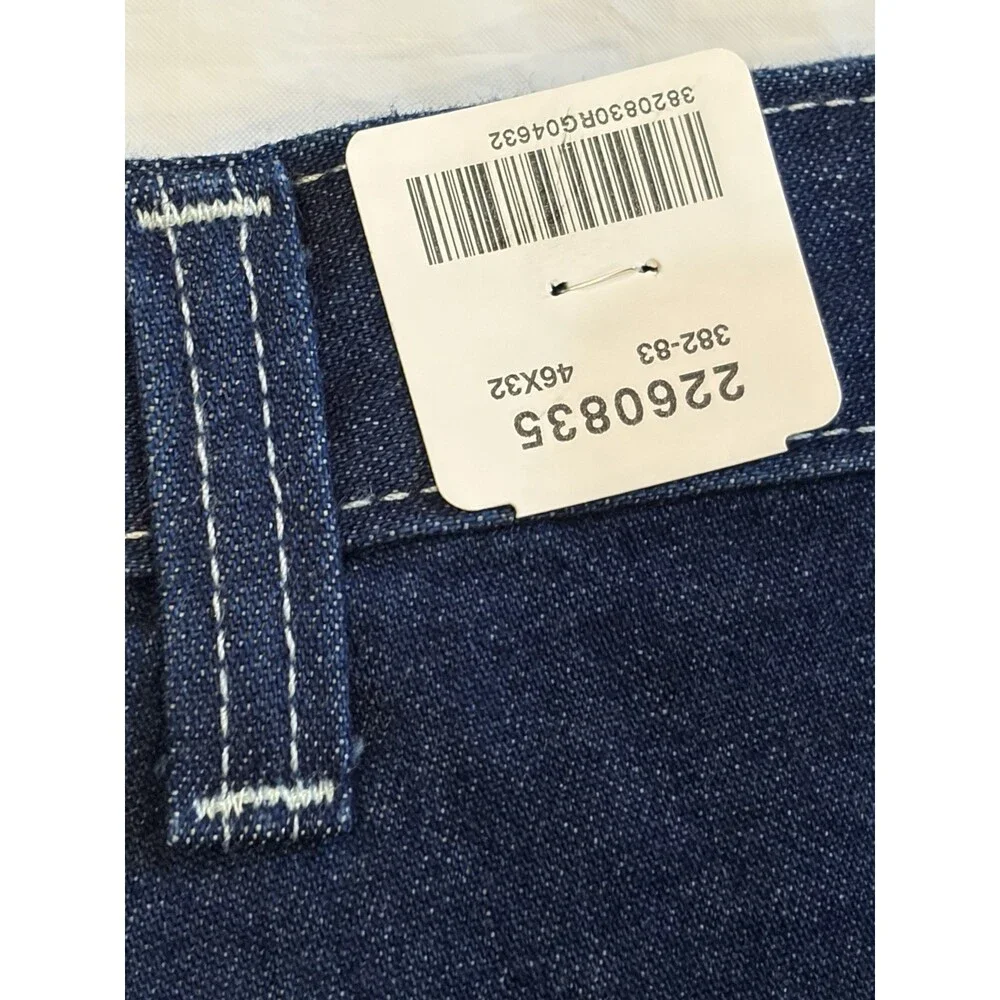 Carhartt Dungaree Fit Jeans Men's 46x32 Blue Dark Wash Work wear, Comfort